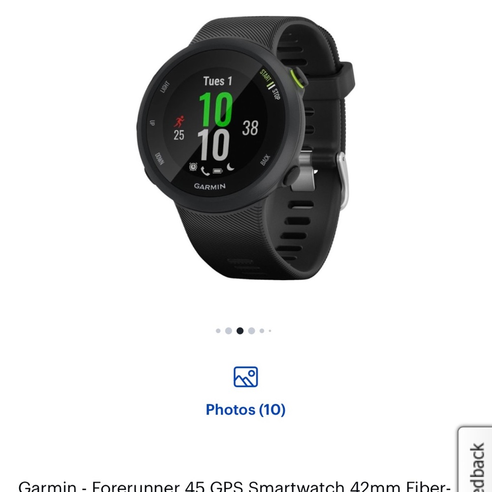 Garmin - Forerunner 45 GPS Smartwatch 42mm Fiber-Reinforced Polymer - Black